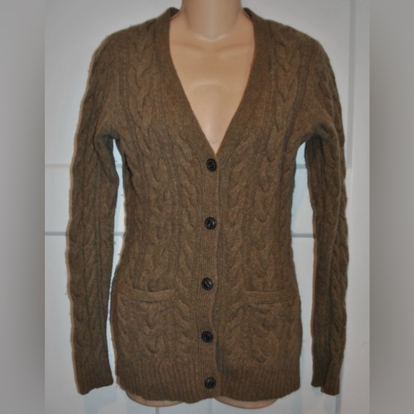 RUGBY RALPH LAUREN Cable Wool/Angora V Neck Cardigan size XS Womens - Picture 1 of 3